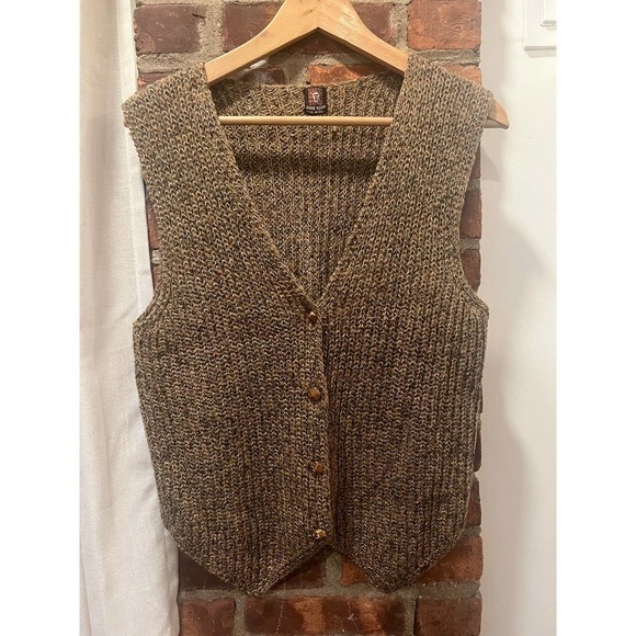 Vintage 70'S ANNE KLEIN BROWN MOHAIR BLEND POINTED HEM SWEATER VEST Med… - Picture 8 of 9